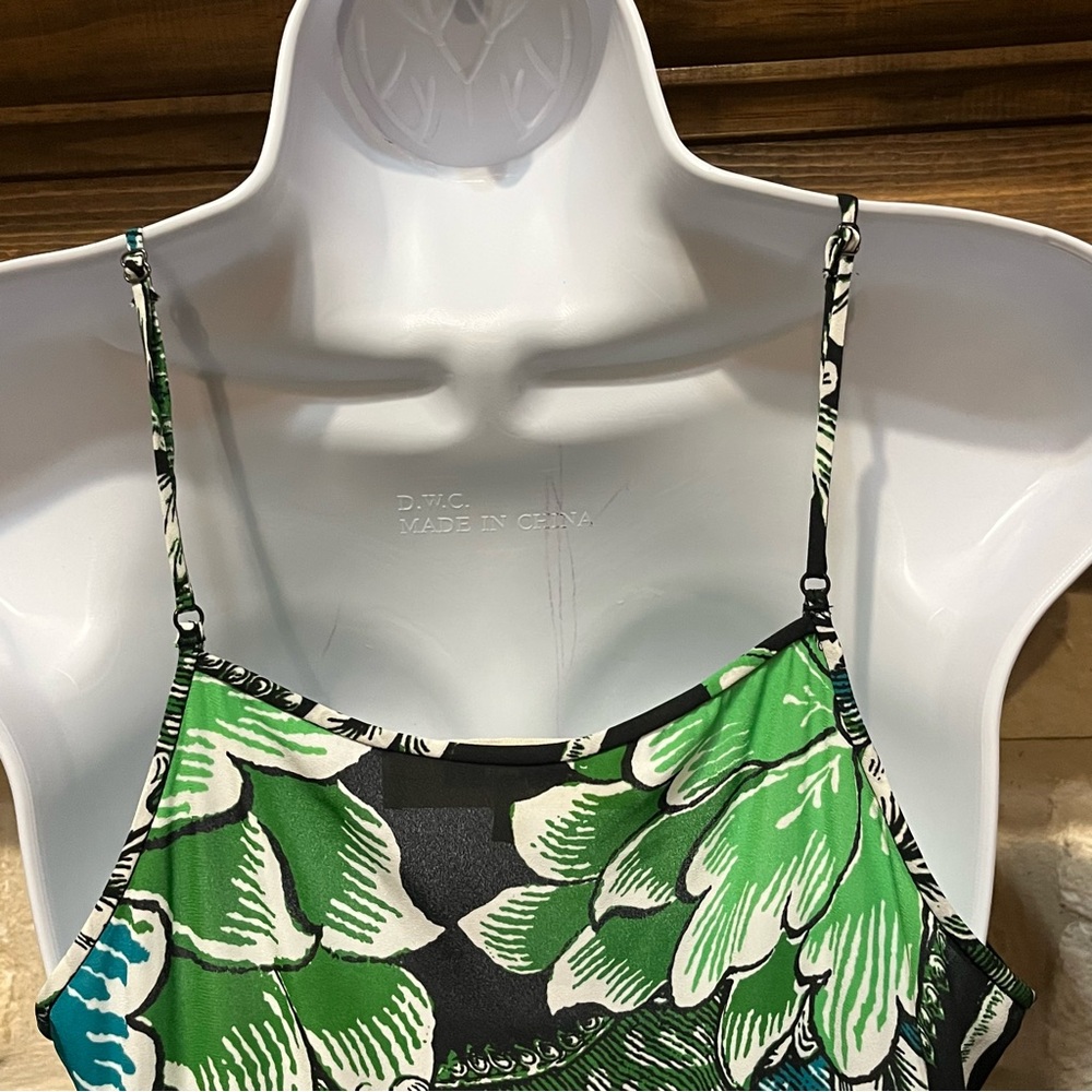 Diane Von Furstenberg Katsia Sleeveless Wrap Midi Dress Green Black Size 8 - Picture 8 of 12